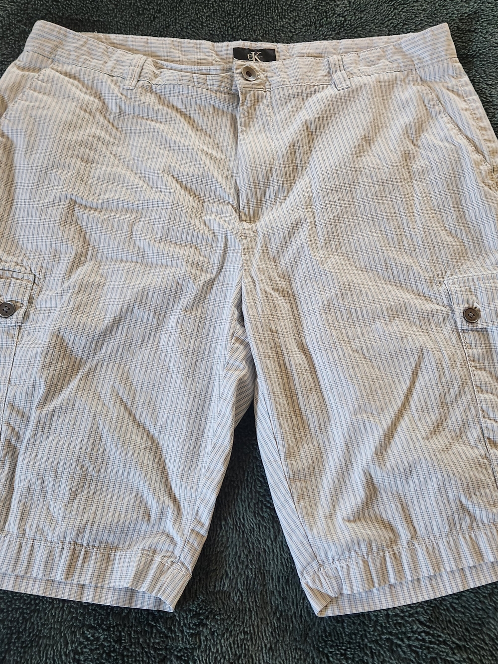 Calvin Klein Light Blue Pinstripe Cargo Shorts
